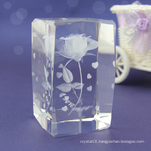 Fashion Carved Crystal Cube for Home Decoration